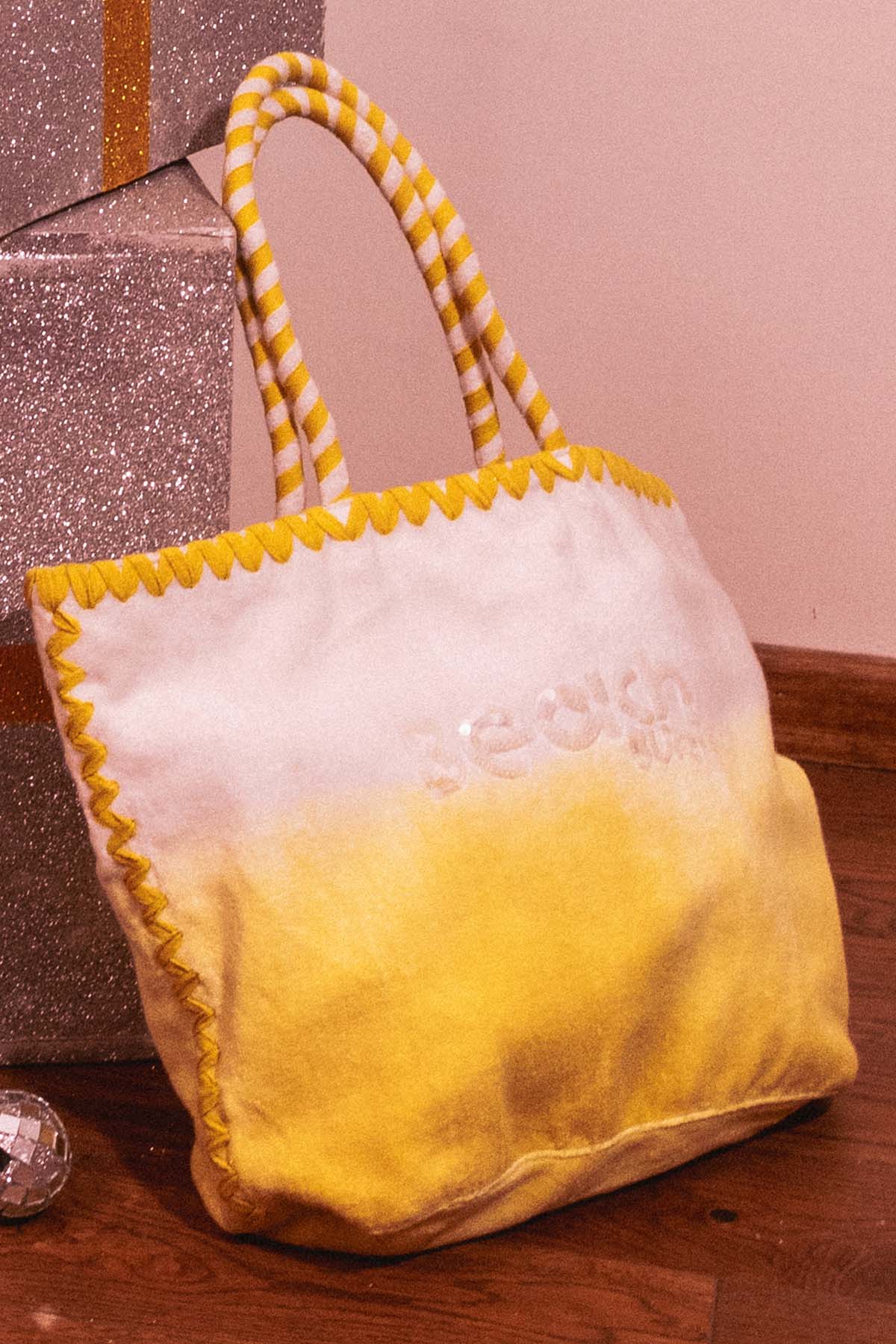 Beachbum Yellow & White Cotton Mini Bag Accessories online at ScrollnShops